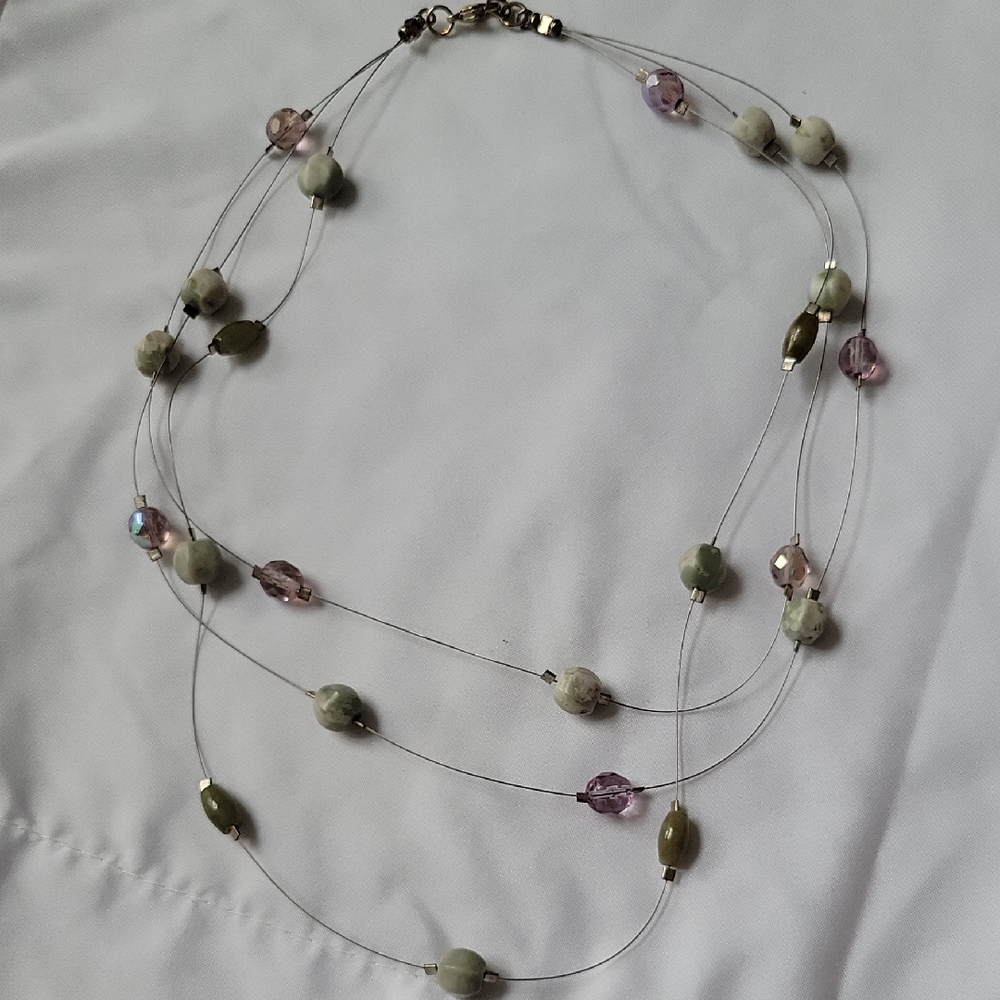Multi-Color Beaded Illusion Boho Station Necklace